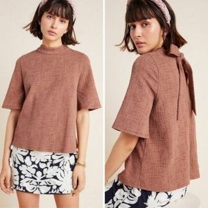NWT Anthropologie Bette Tie Back Blouse Rose Mauve | Size XS